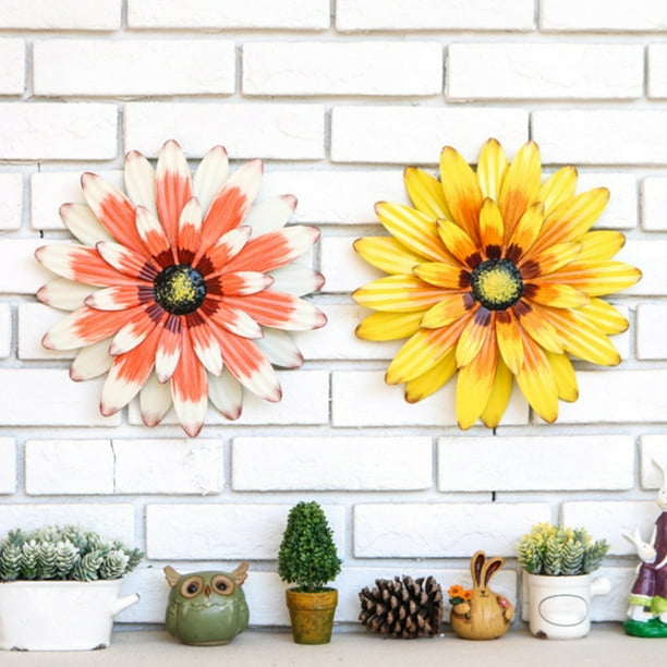 Muyoka Flor de metal Arte de la pared Decoración Artesanía Múltiples capas Margarita Girasol Colgante Esculturas Adorno Muyoka Hogar