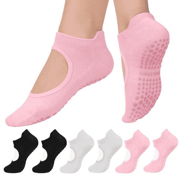 YOMYM Yoga Socks Non Slip Skid Socks with Grips Pilates Ballet Barre Socks for Women