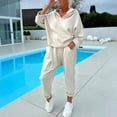 thumbnail image 6 of 2 Pcs/Set Women Spring Autumn Top Pants Set Hooded Pure Color Long Sleeves Hoodie Elastic Waist Sweatpants Sport Outfit Casual Tracksuit, 6 of 8