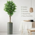 thumbnail image 3 of Artificial Tree in Modern Geometric Pattern Planter, Fake Ficus Silk Tree for Indoor and Outdoor Home Decoration - 75" Overall Tall (Plant Pot Plus Tree), 3 of 5