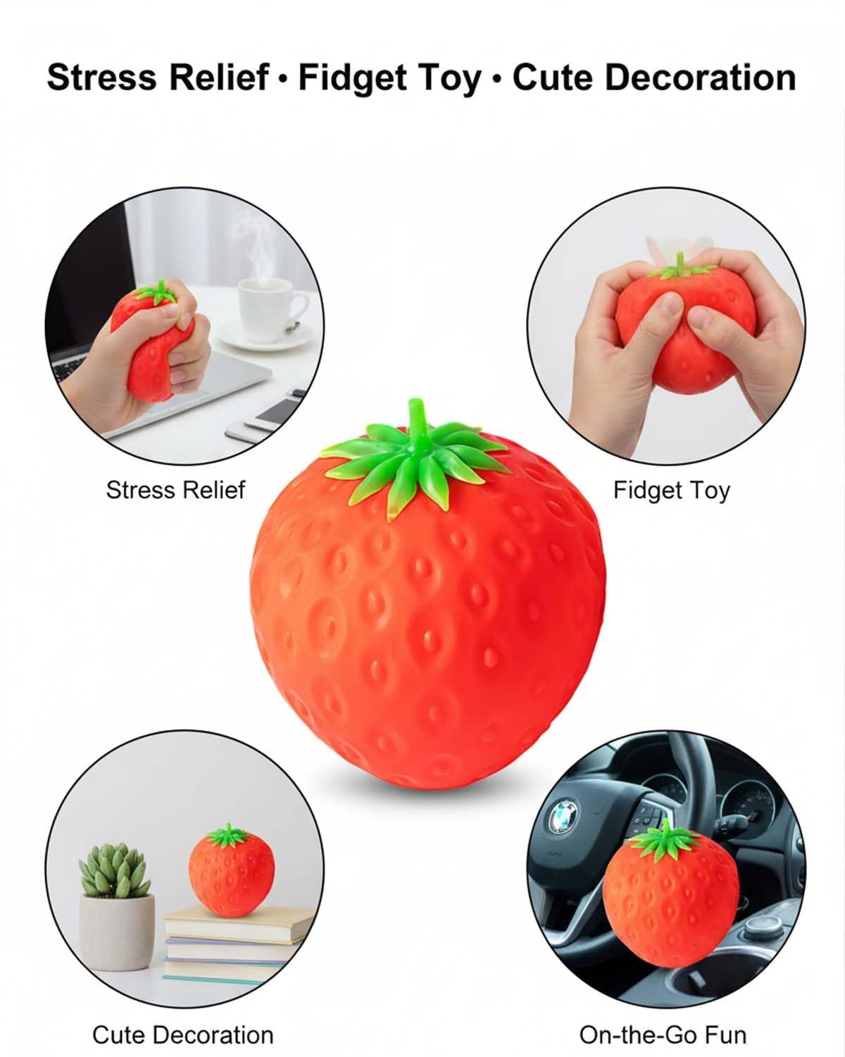 Giant Strawberry Squishy, Classic Slow-Rise Strawberries Squishies, Jumbo Sunny Days Fruit Toys, Big Large Reboun Cute Stress Balls, Desk Party Favors Ideas Gifts Fidget Adults(3.1