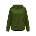 thumbnail image 6 of Inverlee Side Split Curved Hem Pullover Hoodies Solid Drawstring Hood Front Kangaroo Pocket Loose Daily Long Sleeve SweatshirtsArmy Green(S-XXL), 6 of 6