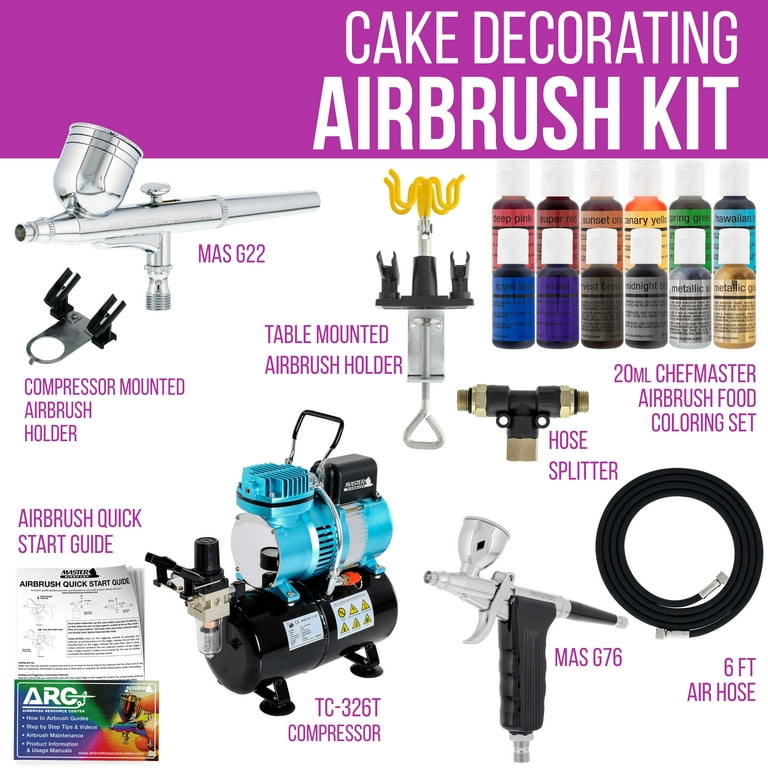 2-Airbrush Deluxe Cake Decorating Airbrush Kit with 12 .7 fl oz