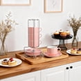thumbnail image 7 of Unique Bargains 8 Ounce Cappuccino Cups Set of 4 Stackable Cappuccino Mugs Includes Display Stand Cups Saucers and Spoons for Machines & Home Use Pink Silver Tone, 7 of 7