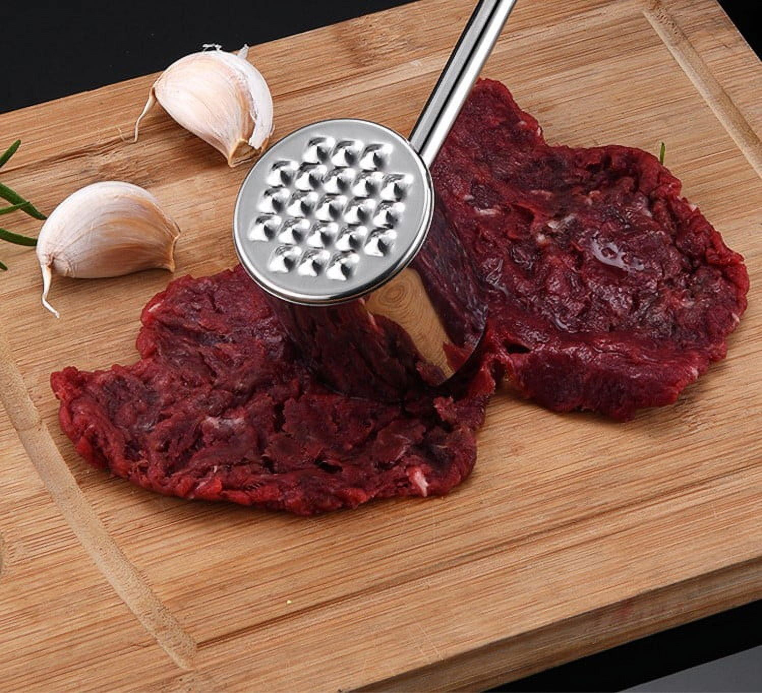 Professional-Grade 305 Stainless Steel Kitchen Meat Masher, Dishwasher-Safe  Meat Pounder Flattener