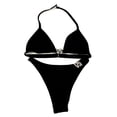 thumbnail image 2 of Victoria's Secret Black Embellished VS Shine Logo Swim Bikini 2 Piece Set Size Large NWT, 2 of 6