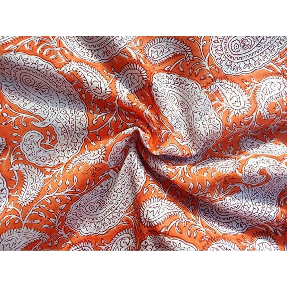 Rastogi Handicrafts Pure Cotton Hand Block Printed Fabric 3 Yard in Size (Fabric-5)