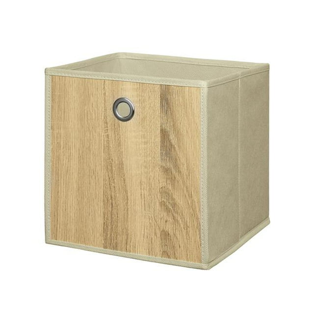 Organize it All 15971W-2 Cube Stockage Bin&44; Faux Bois Léger - 2 Pièces