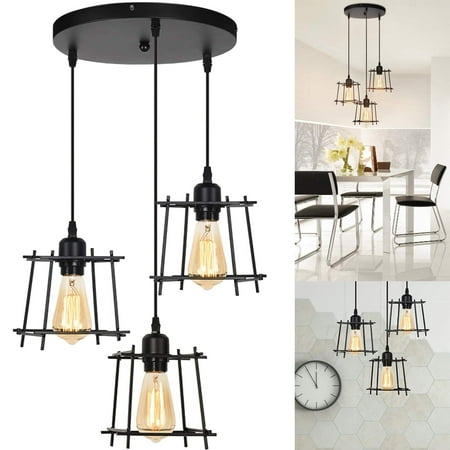 

3-Light Industrial Pendant Lamp Adjustable Hanging Chandelier