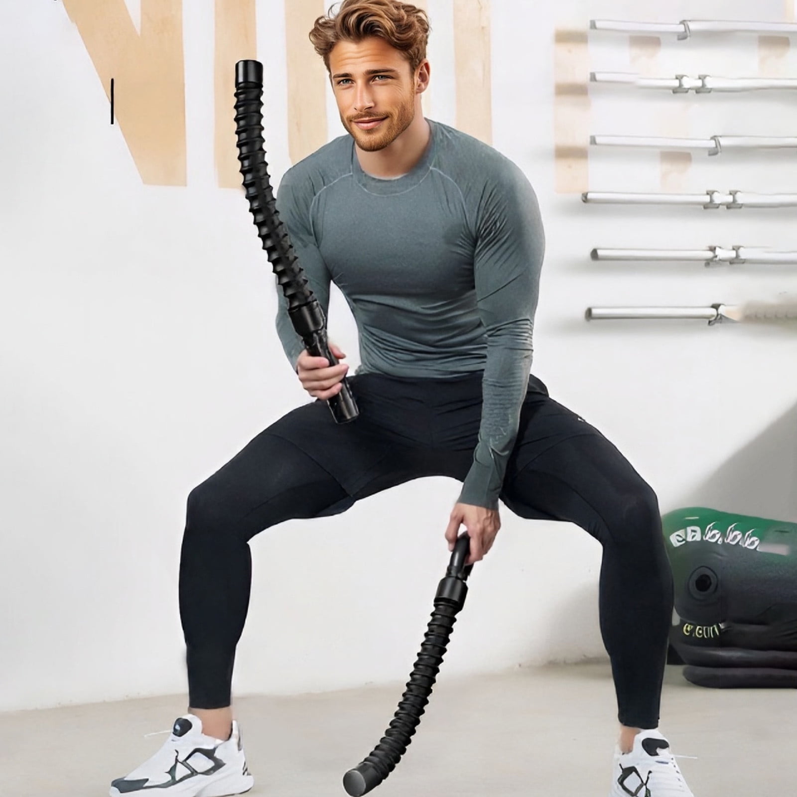 Ropes for Home Gym Muscle Building Strength Conditioning Exercise Portable Fitness Yoga Workout Cords Spring Sticks Throwing Rods 2PCS