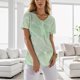 thumbnail image 3 of Gibobby Camiseta de manga corta para mujer Twill Tshirt Casual Fashion Cuello Round Short Women Button Neckline Women's Blouse(Verde,CH), 3 of 5