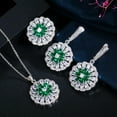 thumbnail image 6 of Silver Plated Red Cubic Zircon Round Sunflower Necklace Earring Ring Jewelry Set, 6 of 9