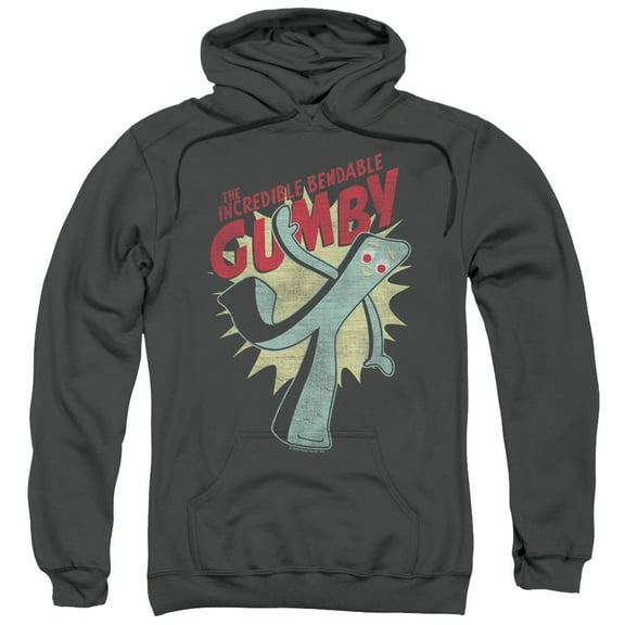Gumby Bendable Adult Pullover Hoodie Sweatshirt Charcoal