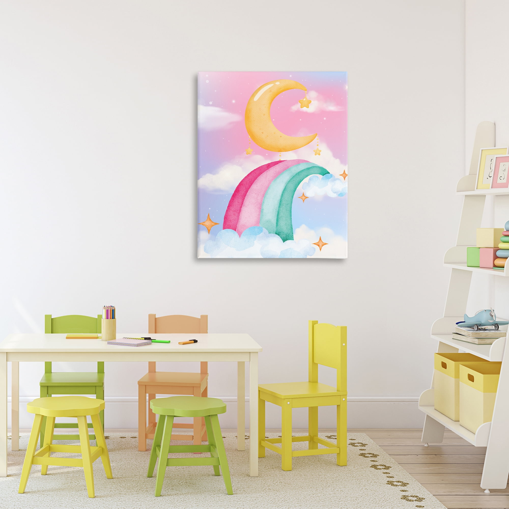 Moon Rainbow in Clouds Canvas Wall Art, design by Jesse Keith