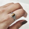 thumbnail image 5 of Natural Tiger Eye Ring, Tiger Eye Gemstone Ring, Tiny Bohemian Ring, 925 Sterling Silver, Designer Womens Ring, Christmas Thanksgiving, Handmade Statement Jewelry, Natural Tiger Eye, 5 of 8