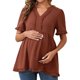 thumbnail image 1 of INSPIRAR CHIC Blusas de Maternidad para Mujeres Boho con Volantes Cuello en V Camisetas de Manga Corta Sueltas y Fluidas Ropa Casual 2025 Marrón XX-Large, 1 of 6