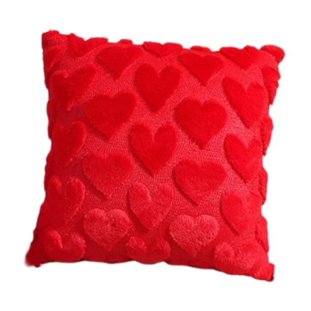 Funda de almohada para San Valentín, funda de cojín cuadrada con cremallera y corazón de amor Rojo