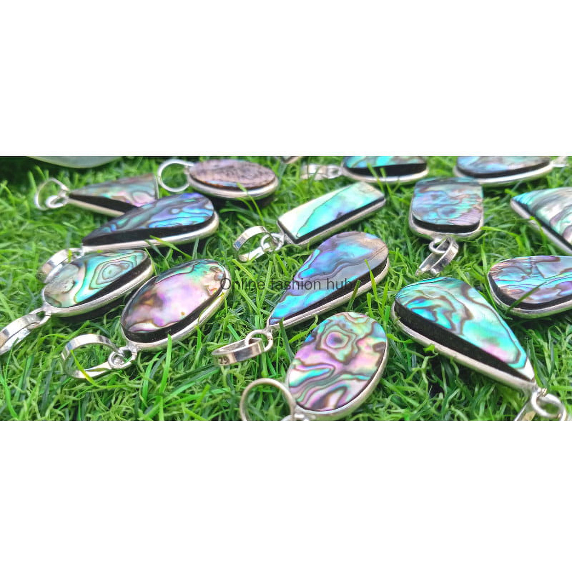 Abalone Shell Gemstone 925 Sterling Silver Plated Handmade Pendant 10 pcs