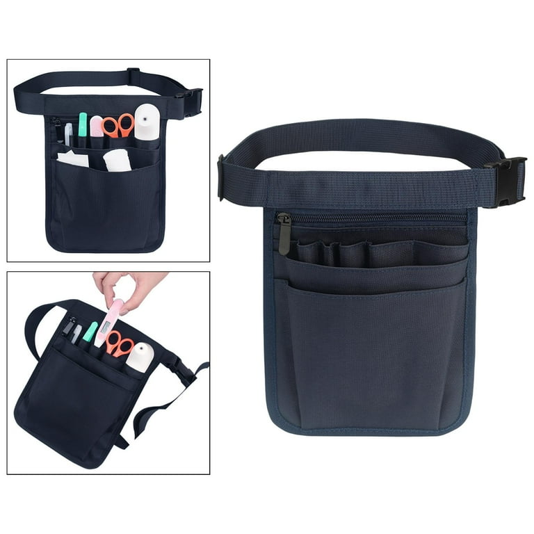 Multifunctional Nurse Fanny Pack Organizer Extra Pocket Supplies with Belt Strap Case Accessories Blue Nylon Tool for Nursing Men Women