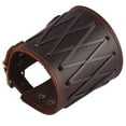 thumbnail image 2 of Brazaletes de cuero PU con diseño de guantelete Steampunk y hebilla ajustable. Marrón A, 2 of 9