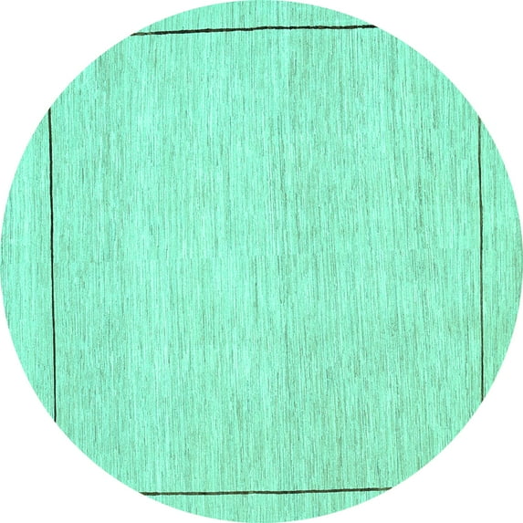 Ahgly Company Machine Washable Indoor Round Solid Turquoise Blue Modern Area Rugs, 5' Round