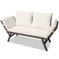 thumbnail image 7 of Devoko Patio Wicker Daybed with Adjustable Armrest, Outdoor PE Rattan Sofa Bed for All-Weather Use,Brown and White, 7 of 7