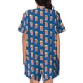 thumbnail image 6 of Fuzoiu Cute Popcorn Print Women's Short-Sleeved Pajama Set,Lounge Sleepwear Set,Womens Pajama Sets 2 Piece,Button-Up Top and Shorts with Pockets-XX-Large, 6 of 7