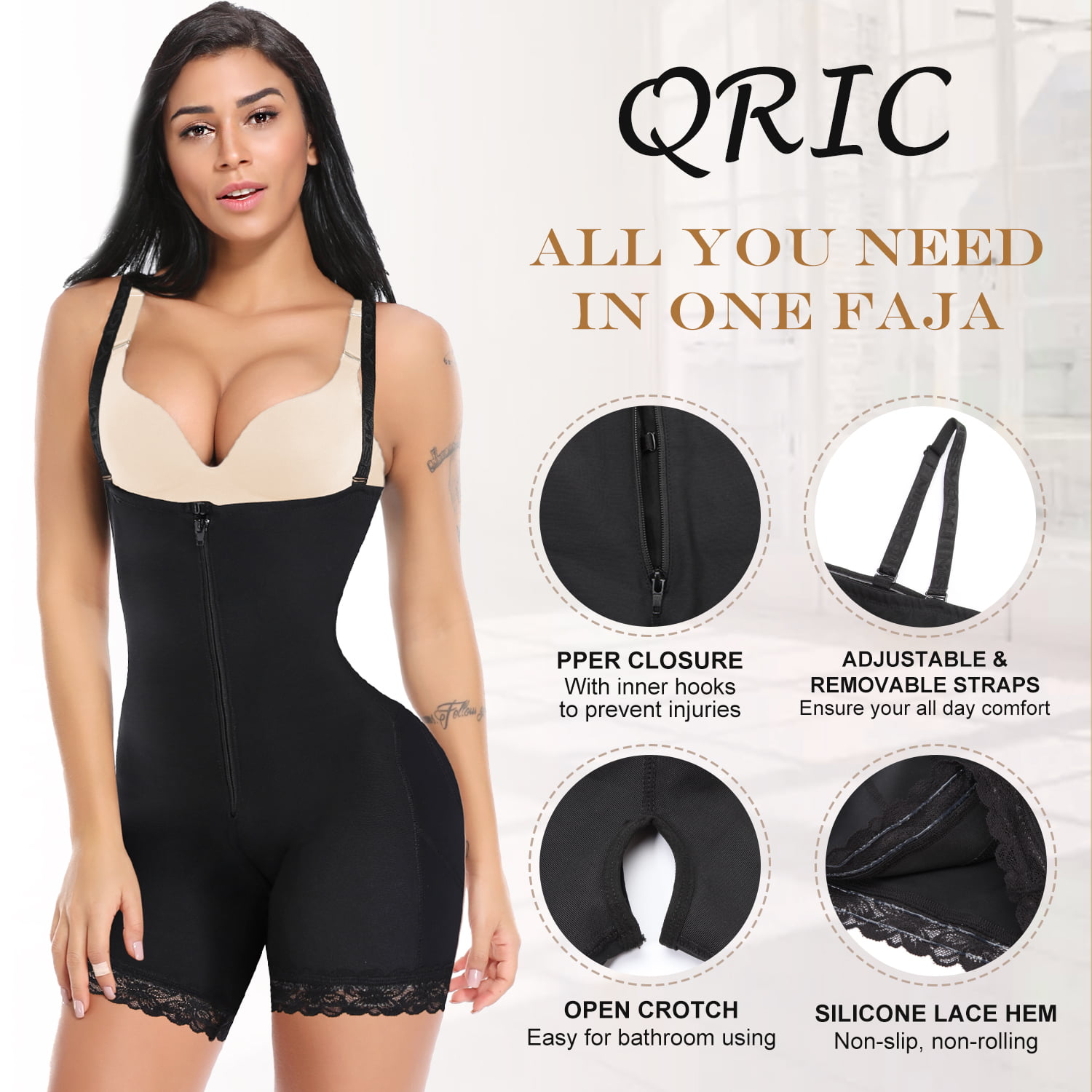 QRIC Shapewear for Women Tummy Control Fajas Colombianas Plus Size