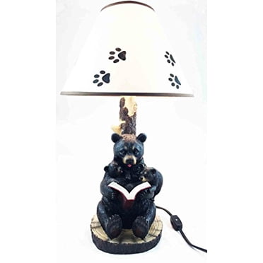 25" Standing Black Bear Lamp Forest Print Shade - Walmart.com