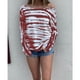 thumbnail image 3 of Top casual para mujer, estampado floral, cuello con hombros descubiertos, manga larga, para levantamiento diario y al aire libre, 3 of 6