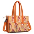 thumbnail image 2 of Teacher Tote Bag,Orange Flaming Footballs Pattern Teacher Utility Tote Bag,Large Work Tote Bags for Women with Multiple Pockets,Top Zipper Closure,13.8x10.6x6.7 Inch, 2 of 5