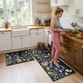 thumbnail image 3 of Findosom Floral Non-Slip Kitchen Rugs Set of 2,Washable Kitchen Mat Farmhouse Kitchen Floor Mats Runner for Home Sink Entrance Laundry Hallway,20"x32"+20"x47" Black, 3 of 8