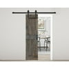 ISLIFE 24 in x 84 in K Style Finished Solid Wood Sliding Barn Door With Installation Hardware Kit (Smoky Gray )