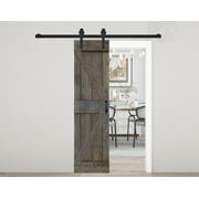 ISLIFE 24 in x 84 in K Style Finished Solid Wood Sliding Barn Door With Installation Hardware Kit (Smoky Gray )