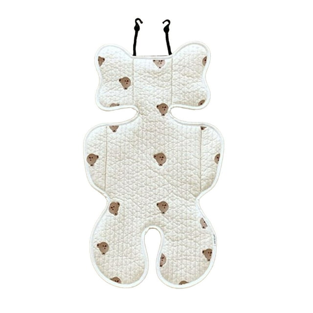 Cojín suave para asiento de cochecito de bebé, transpirable, de algodón puro, soporte para cabeza, cuello y cuerpo, estilo fino, con forma de oso