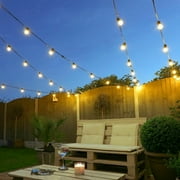 PHOPOLLO Outdoor String Lights, ST38 48ft LED Hanging Lights,20 Vintage Dimmable Bulbs Waterproof and Shatterproof, with Remote control for Proch, Backyard