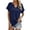 Navy, variant on Women Fashion Solid Loose Small V Neck T Shirt Casual Summer Basic Tee Top Daily Wear Soft Blend Street Style