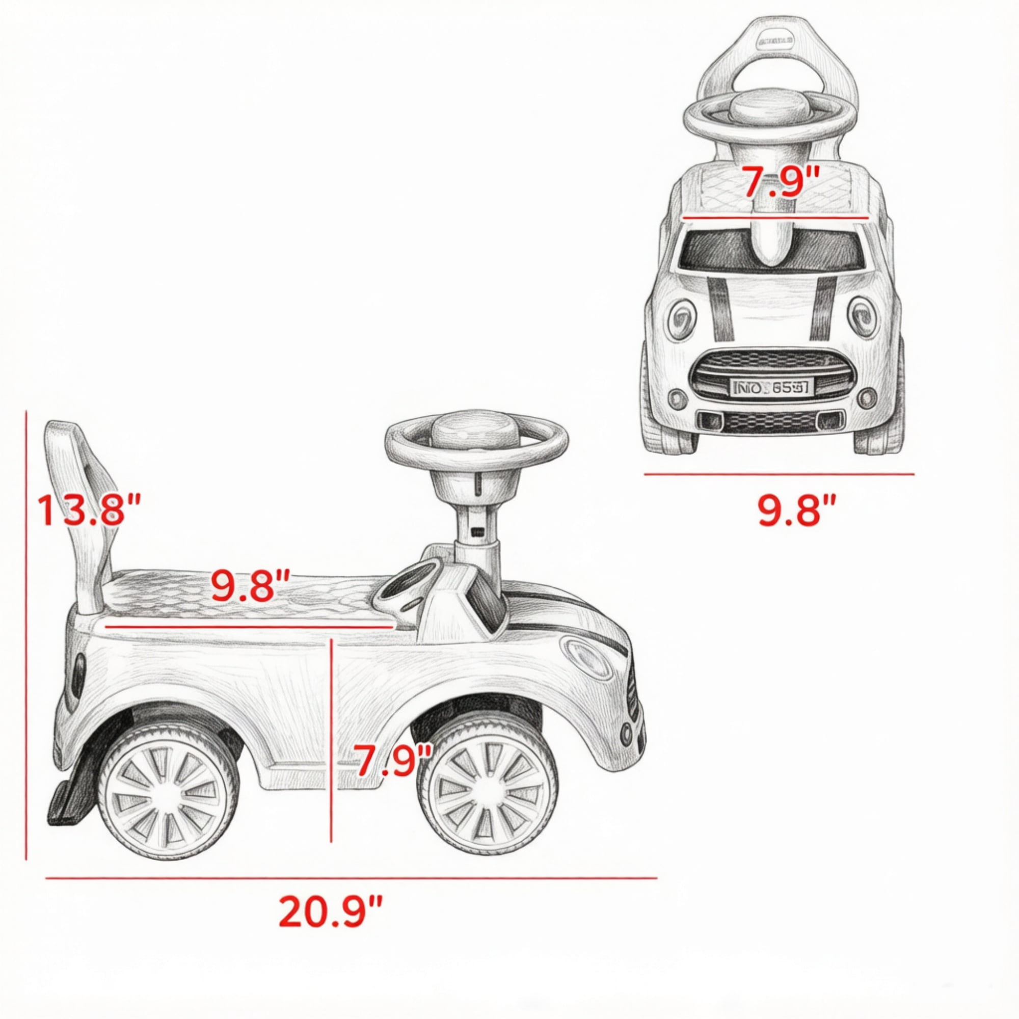 Foot-to-Floor Sliding Car for 18-36 Months, Pink Toddler Ride-On Toy with Horn & Anti-Over-Backwards Safety