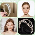 thumbnail image 5 of 6Pcs Double-Layer Hair Bands Light Gold Double Row Metal Headbands Metal Thin Wire Double Headband for Women Wedding Hair DIY Crafts Accessories, 5 of 6