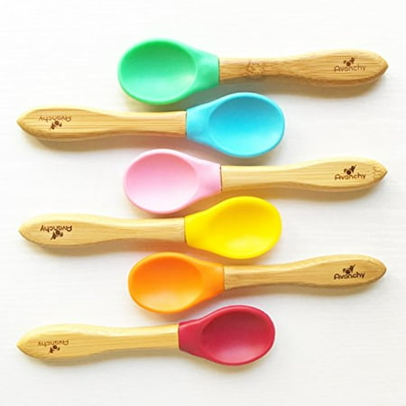 Antique Infant Feeding Spoon (Magenta. Baby Toddler Infant Feeding Spoon. Silicone & Bamboo. Soft Teether. 2 Spoons for gentle gums. Bye Bye Plastic + FREE BONUS E-BOOK. A Great Baby Gift)