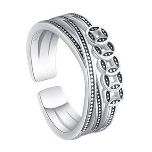 Silver-decorated Lucky Ring Female Prosperous Wealth