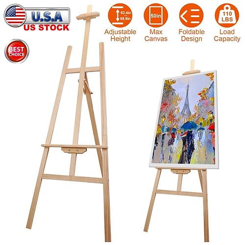 iMountek Painting Easel Stand Wooden Inclinable A Frame Tripod Easel Drawing Stand with 63.4 in-68.9in Adjustable Height Hold Canvas up to 50in