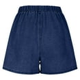 thumbnail image 5 of QUNYINEY Casual Denim Shorts for Women Blue Wide Leg Mid Rise Bermuda Shorts Relaxed Fit Drawstring Elastic Waist Summer Jean Shorts, 5 of 6