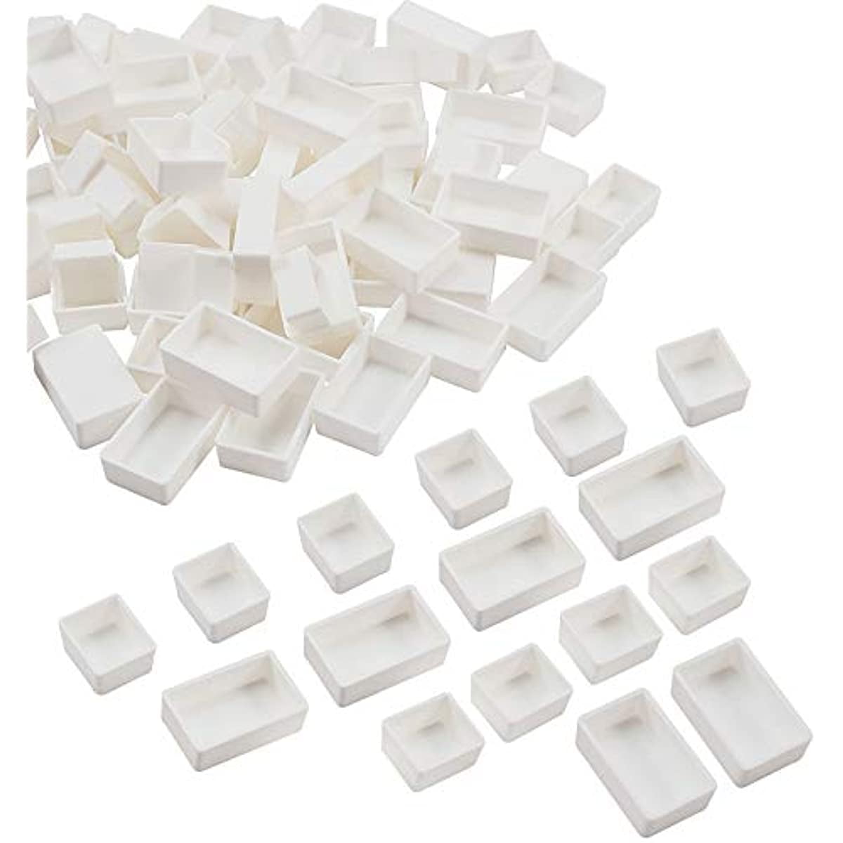 100pcs Watercolor Paint Pans(50pcs Full Pans 50pcs Half Pans) White Plastic Empty Paint Pans for