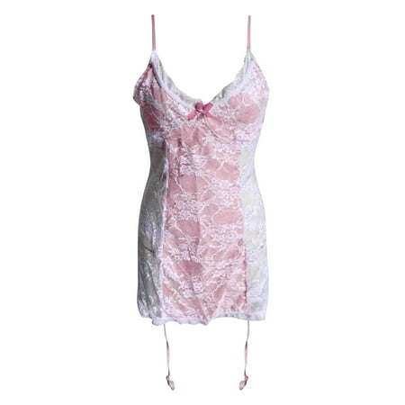 

wendunide underwear women Women Ladies y Valentine Lingerie Lace Babydoll Underwear Nightwear Sleepwear Pink XXL