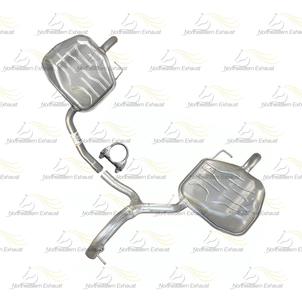 Stainless Steel Exhaust Resonator Pipe with Pair of Muffler Fits 2008-2010 Volvo V70 3.2L - Direct Fit