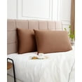 thumbnail image 5 of Warmstar 100% Cotton Pillow Cases Standard Size Set of 2, 600 Thread Count Pillowcases 20x26 Inches, Soft Long Staple Cotton Pillowcases Breathable with Envelope Closure,Brown, 5 of 5