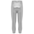 thumbnail image 2 of Miutii Girls Metallic Leggings Ribbed Dance Pants with Elastic Waistband for Jazz Hip-Hop Performance Practice Silver 3-4, 2 of 3