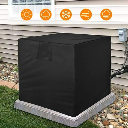 

Ghopy Air Conditioner Covers for Outside Units Waterproof Windproof Central AC Covers for Outdoor Central Unit Square Anti-Dust Heavy Duty AC Unit Cover for Winter (Black)