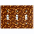 thumbnail image 1 of Metal Light Switch Wall Plate Outlet Cover (Mocha Coffee Bean Espresso Cup Cappuccino Grounds - Triple Toggle), 1 of 2